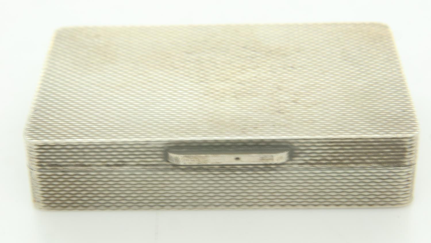 Hallmarked silver snuff box with gilt interior, 31g, L: 51 mm. UK P&P Group 1 (£16+VAT for the first - Image 2 of 3