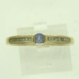 9ct gold ring set with amethyst and diamonds, size U, 1.8g. UK P&P Group 0 (£6+VAT for the first lot