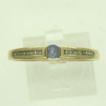 9ct gold ring set with amethyst and diamonds, size U, 1.8g. UK P&P Group 0 (£6+VAT for the first lot