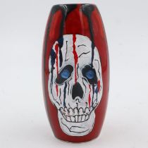 Anita Harris skull vase, signed in gold, no chips or cracks, 17 cm H. UK P&P Group 1 (£16+VAT for