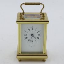 Bernard Freres brass cased carriage clock, H: 11 cm. UK P&P Group 2 (£20+VAT for the first lot