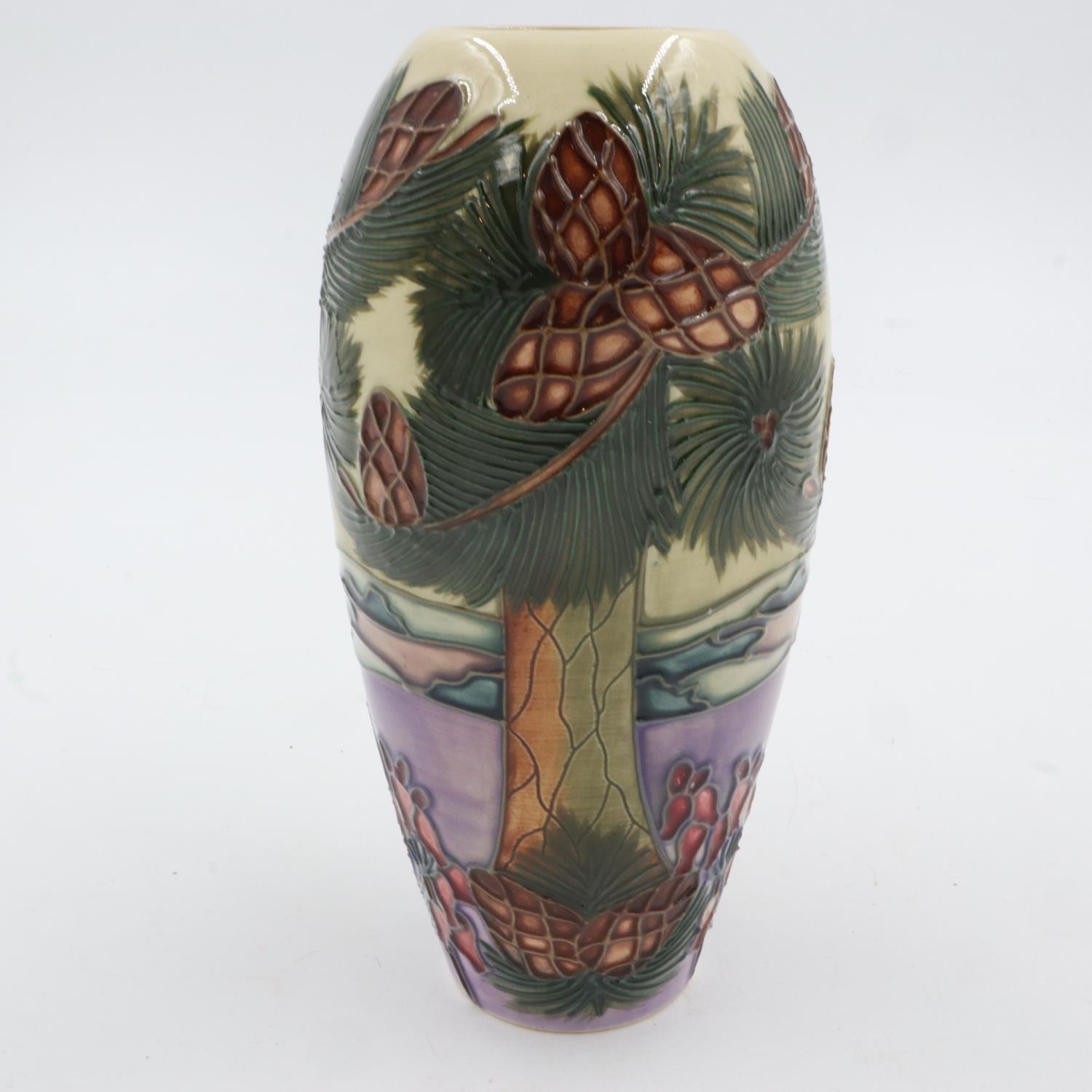 Moorcroft vase in the Pine Tree pattern, no chips or cracks, H: 18cm. UK P&P Group 1 (£16+VAT for