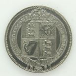 1887 lustrous silver shilling of Queen Victoria, boxed. UK P&P Group 0 (£6+VAT for the first lot and