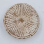 Song Dynasty unglazed counter or token, D: 55 mm. UK P&P Group 1 (£16+VAT for the first lot and £2+