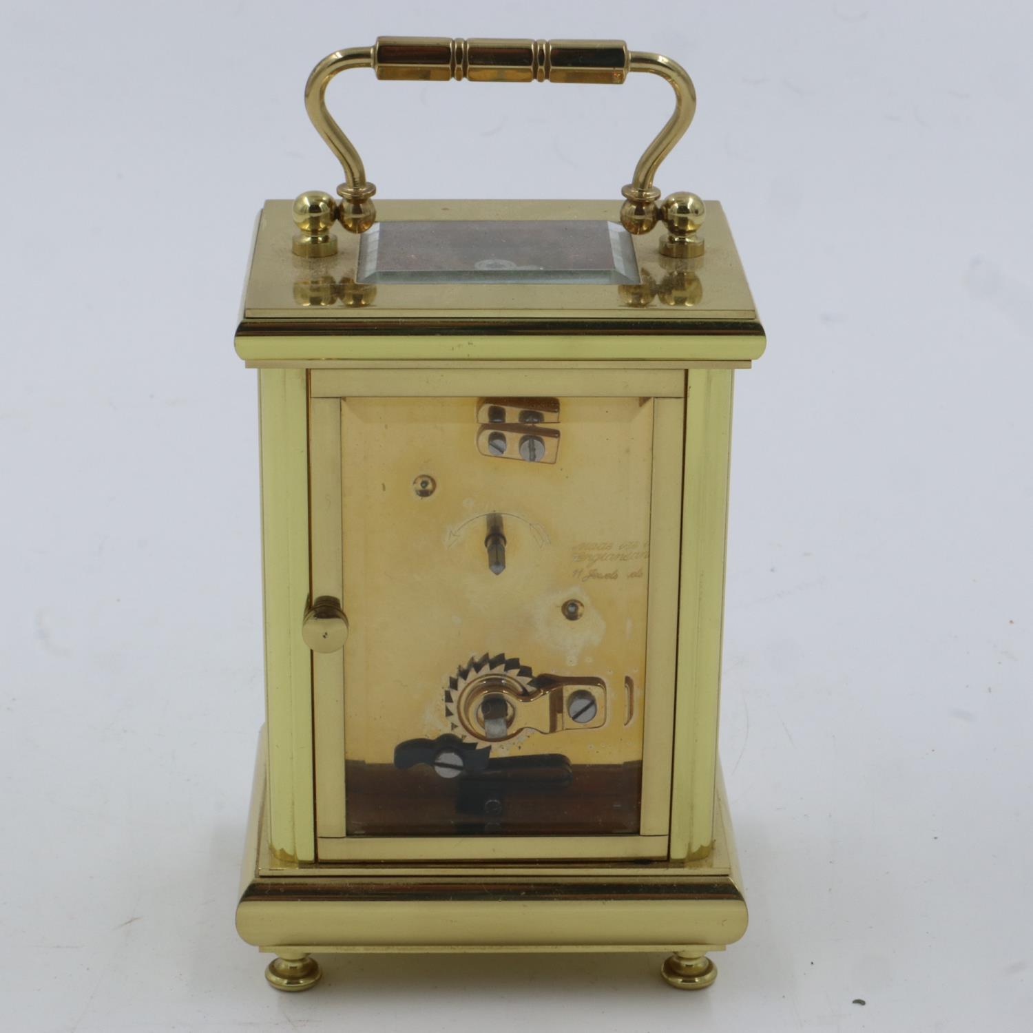 Bernard Freres brass cased carriage clock, H: 11 cm. UK P&P Group 2 (£20+VAT for the first lot - Image 2 of 2