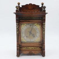 Winterhalder & Hoffmeier walnut cased chiming bracket clock, H: 44 cm. Not available for in-house