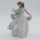 Lladro figurine with a bird, H: 30 cm, no cracks or chips. UK P&P Group 2 (£20+VAT for the first lot