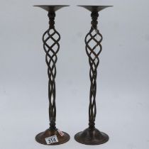 Pair of open-twist brass candlesticks, H: 44 cm. UK P&P Group 2 (£20+VAT for the first lot and £4+