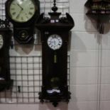 Dark wood Vienna wall clock, H: 110 cm. Not available for in-house P&P