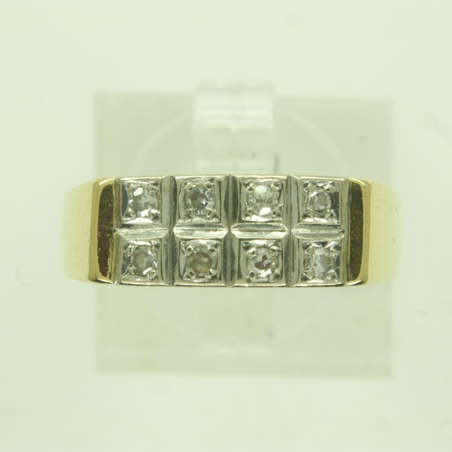 18ct gold ten-stone diamond set ring, size N/O, 4.8g. P&P Group 0 (£6+VAT for the first lot and £1+