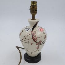 Moorcroft lamp base in the Sakura pattern, H: 30 cm, no chips or cracks. UK P&P Group 2 (£20+VAT for