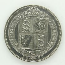 1887 lustrous silver shilling of Queen Victoria, boxed. UK P&P Group 1 (£16+VAT for the first lot