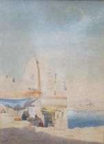 Augustus Osbourne Lamplough (1877-1930): watercolour, On the Nile Banks nr Cairo, 25 x 35 cm. Not