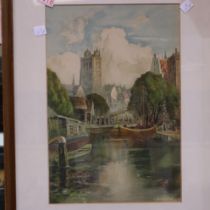 ***WITHDRAWN*** Louis Burleigh Bruhl (1861-1942): colour lithograph, a view of Dordrecht, 28 x 42