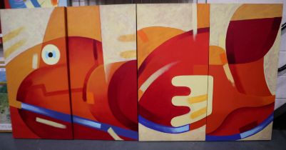 Two pairs of oils on canvas, abstract, each 55 x 110 cm (4). This lot is offered for sale on