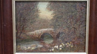 Ann Celia Freeman (20th century): impasto oil on board, Lorna Doone Valley Exmoor, inscribed