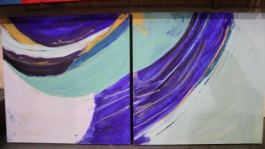 A pair of oils on canvas, abstract crashing wave, each 75 x 75 cm. This lot is offered for sale on