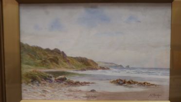 J L Barker (19th century): watercolour, Linkholm Bay, 43 x 28 cm. Not available for in-house P&P