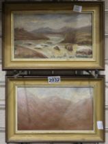 Rene Brooks (20th century): a pair of oils on board, Snowdon from Colwyn and another, each 24 x 14