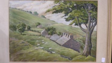 H Leslie Adamson RCA (20th century): pastel, Field Slopes Above Conwy Old Road, dated 1978/9,