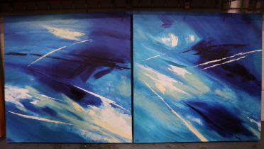 A pair of oils on canvas, abstract, each 75 x 75 cm. This lot is offered for sale on behalf of The