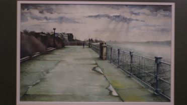 Allen Jones (B. 1937): Watercolour, Otterspool Promenade, dated 1983, 54 x 35 cm. This lot is