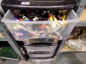 Plastic drawers containing Lego. Not available for in-house P&P