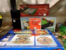 Five boxed games to include desktop air soccer. Not available for in-house P&P