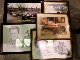 Mixed motor racing and motor car pictures and autographs. Not available for in-house P&P