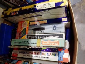 Box of vintage boxed games including Incarceration. Not available for in-house P&P
