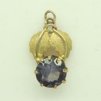 14ct gold amethyst set pendant, unmarked. UK P&P Group 0 (£6+VAT for the first lot and £1+VAT for