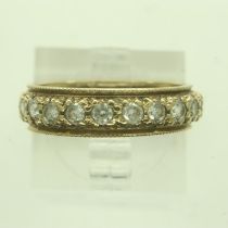 9ct gold eternity ring set with cubic zirconia, size L, 2.5g. UK P&P Group 0 (£6+VAT for the first
