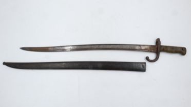 French Chassepot bayonet and steel scabbard. UK P&P Group 2 (£20+VAT for the first lot and £4+VAT