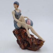 Peggy Davies limited edition figurine, The Bather, 93/650, no cracks or chips, H: 25 cm. UK P&P