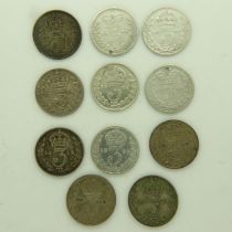 Eleven Victorian and later silver threepences. UK P&P Group 0 (£6+VAT for the first lot and £1+VAT