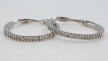 18ct white gold diamond set hoop earrings, 6.7g. UK P&P Group 0 (£6+VAT for the first lot and £1+VAT