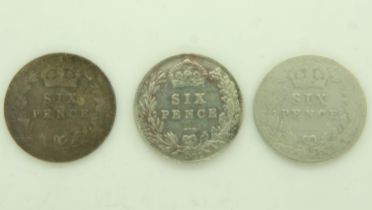 Three silver sixpences of Edward VII. UK P&P Group 0 (£6+VAT for the first lot and £1+VAT for