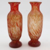 Pair of LeGras blown vases with gilt decoration, H: 24 cm. Not available for in-house P&P