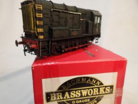 Bachmann Brassworks O gauge, class 08 diesel, green, D3079, weathered, late crest, fitted sound,