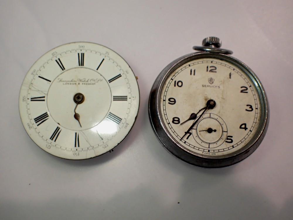 Lancashire Watch Co movement and a pocket watch. UK P&P Group 1 (£16+VAT for the first lot and £2+