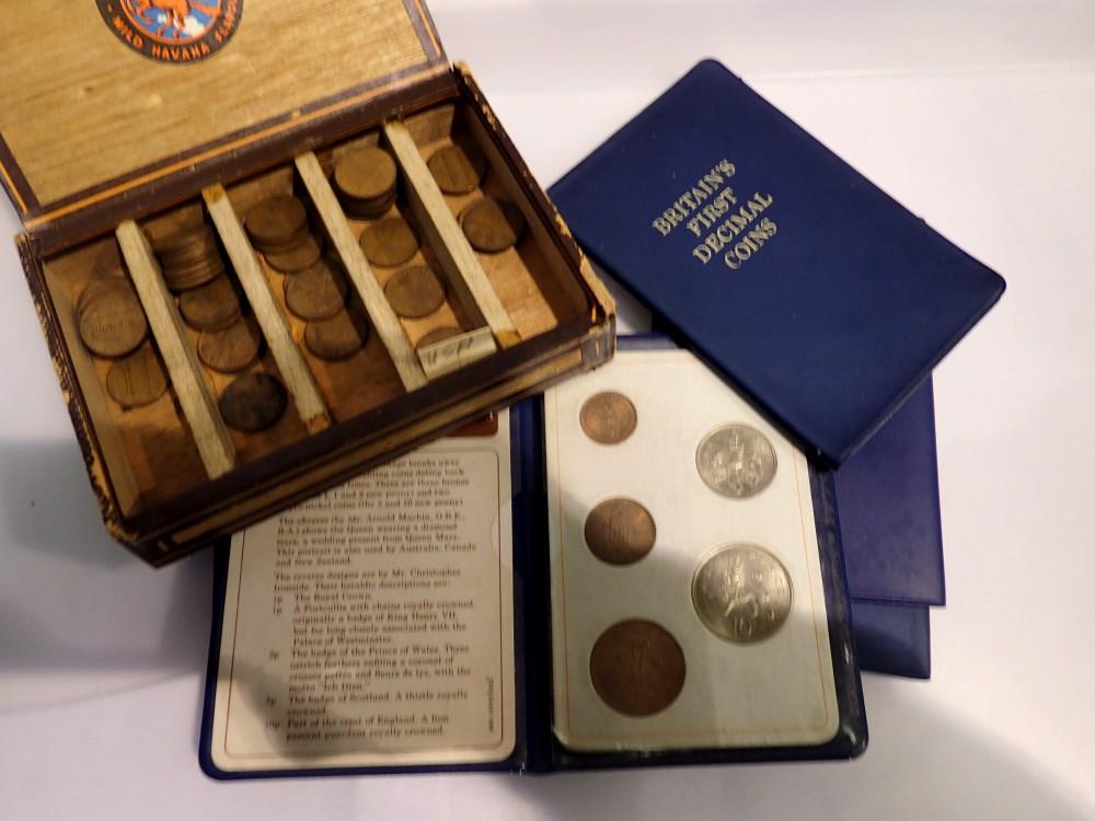 Five decimal coin sets with a further box of American cents. UK P&P Group 1 (£16+VAT for the first