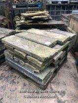 PALLET OF APPROX. 25X PIECES OF STONE COPING, LARGEST 113CM (L) X 30CM (W) X 8CM (D)