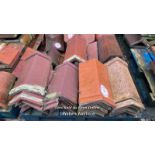 MIXED PALLET OF APPROX. 40X RED RIDGE ROOF TILES, MOSTLY 17", 110 ANGLE