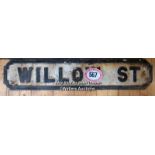 WILLOW ST CAST IRON SIGN, 88CM (L) X 18CM (H)