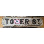 TOWER ST CAST IRON SIGN, 77CM (L) X 18CM (H)