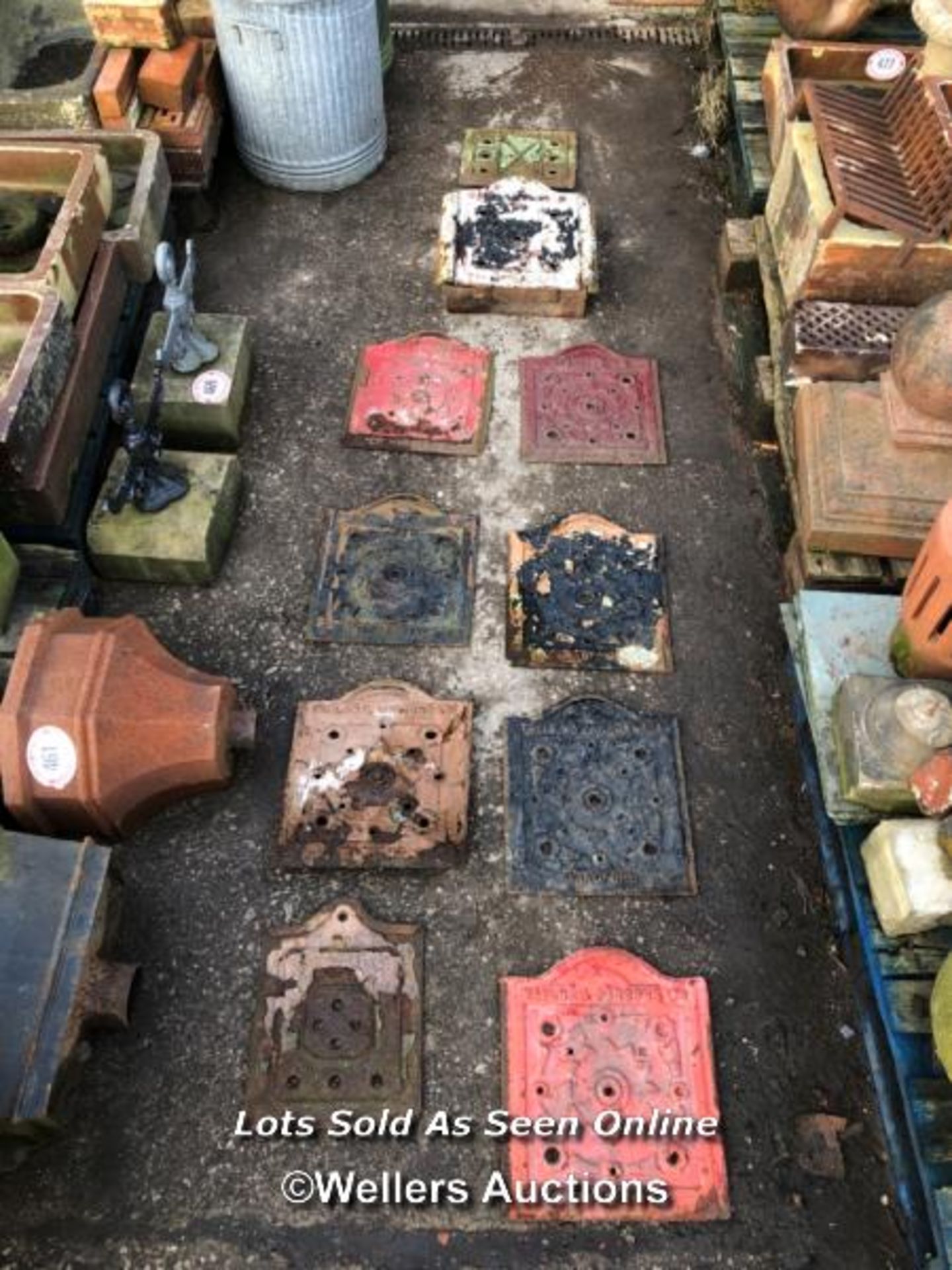 TEN RARE CAST IRON VENTILATION COVERS, WITH SOME FLORAL DECORATION - Image 6 of 7