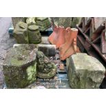 PALLET OF ASSORTED STONE, TERRACOTTA AND MARBLE, LARGEST 50CM (H) X 38CM (W) X 30CM (D)