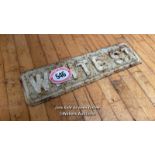 WHITE ST CAST IRON SIGN, 64CM (L) X 17CM (H)