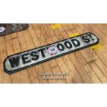 WESTWOOD ST CAST IRON SIGN, 96CM (L) X 18CM (H)