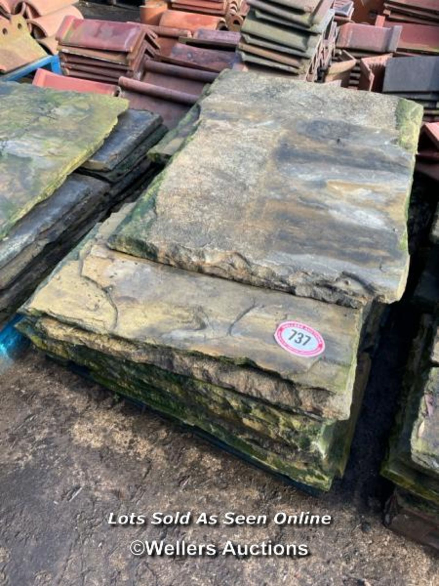 PALLET OF STONE FLAGS, APPROX 10 SQAURE METRES, 1 1/2" THICK